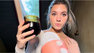 ASMR Putting You To Sleep Close to Mic Whisper Ramble Face Touching Eating Snack [upl. by Anitselec]