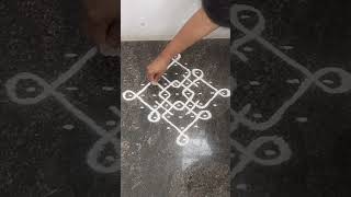 9 × 1 Pulli Kolam  Simple Kolam  kolam with dots  9 dots kolam  Ner pulli kolam  SanMit1023 [upl. by Hgielime]