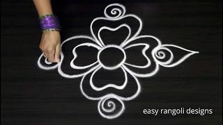 Beginners freehand rangoli kolam designs  simple muggulu without dots [upl. by Aniat386]