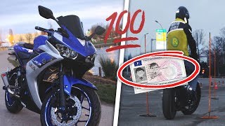 JAI EU MON PERMIS MOTO  YZFR3 [upl. by Ebner608]