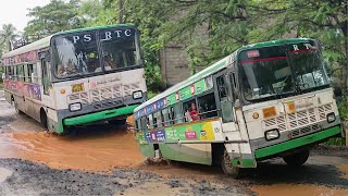 APSRTC bus driving in potholes off road [upl. by Nednyl]