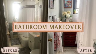 BATHROOM MAKEOVER ON A BUDGET  Transforming a small NYC Apartment Bathroom  Rental Friendly [upl. by Asreht17]