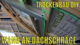 wie montiere ich das UW  Deckenprofil einer Trockenbauwand an eine Dachschräge  Trockenbau DIY [upl. by Aromas]