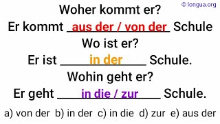 zur Schule in die Schule in der Schule von der Schule aus der Schule an der Schule auf die Sch [upl. by Suivatal]