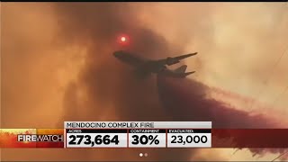 Mendocino Complex Fire Explodes In Size Now 2nd Largest In State History [upl. by Elocel113]