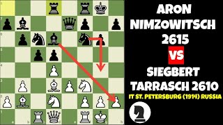 Brilliant Game Aron Nimzowitsch vSiegbert Tarrasch  It 1914 St Petersburg Russia [upl. by Herbie]