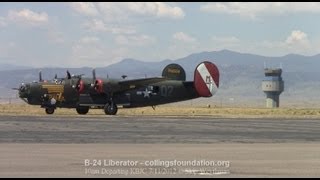 B24 Liberator warmup amp TakeOff [upl. by Thordis139]