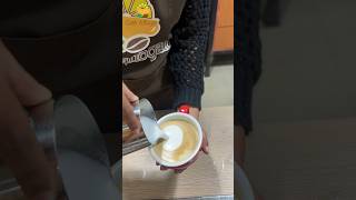 Latte Art Heart by our barista student baristatraining cafeaffogato latteart coffeeart coffee [upl. by Grogan]