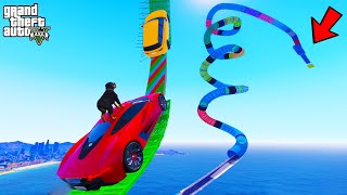 FRANKLIN TRIED ULTRA LONG UPWARD TUBE PARKOUR RAMP CHALLENGE GTA 5  SHINCHAN and CHOP [upl. by Miles]