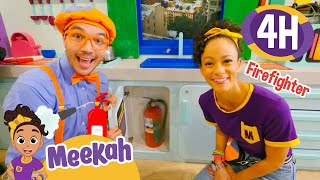 Meekah amp Blippi Learn Fire Safety  4 HOURS OF MEEKAH  Educational Videos for Kids [upl. by Adele]