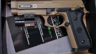 Unboxing the CYBERGUN PT92 TAN Airsoft Replica with Laser Sight [upl. by Ynneb]