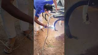 Technique of moving the Kyaari by using a tiller in the field welding work [upl. by Yerfdog]