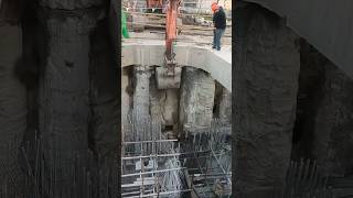 Excavator dismantling pile foundation pier process [upl. by Vento]