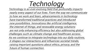 essay about Technology  essay on technology in English how to write essay on technology in English [upl. by Assenat]