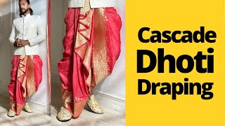 Dhoti Style 18  Step by step Dhoti Draping demo Cascade pleats [upl. by Leruj29]