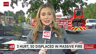 Live shot 730a Hotspot rekindles fire in S Minneapolis displaces 50 [upl. by Boigie]