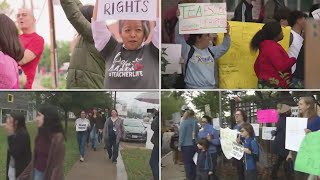 HISD students teachers walk out of school to protest TEA takeover [upl. by Mlawsky]