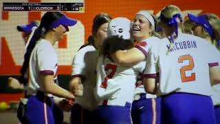 Clemson softballs McKenzie Clark hits walk off home run to beat Minnesota [upl. by Elleirda]