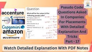 Pseudo Code For Infosys Capgemini Accenture Part 17 itjobs pseudocode interviewquestions [upl. by Sirdna]