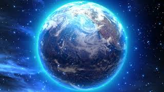 Background rotating dreamy earth with bright blue aura and glow space fantasy [upl. by Colvert]