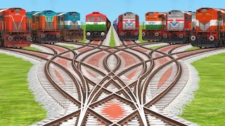 EIGHT TRAINS WORLD OF THE TRAINS INDIAN 💐 CROSSING RAILROAD TRACKS RISKYROADtrain games [upl. by Kalman680]