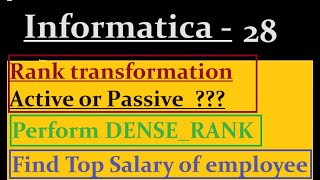 rank transformation in Informatica [upl. by Rettuc]