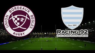 Bordeaux  Racing92 TOP14 3e Journée Saison 202425 [upl. by Bartolemo]