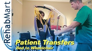 How to use a Hoyer Patient Lift to transfer a patient from the Bed to their Wheelchair [upl. by Assilac]