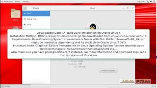 Visual Studio Code 141 Dec 2019 Installation on Oracle Linux 7 [upl. by Ahsek780]