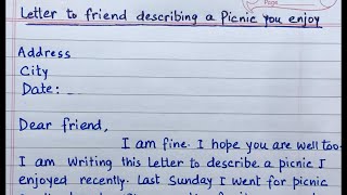 Letter to friend Describing about Picnic  Letter to your friend about the picnic you enjoyed [upl. by Katz]