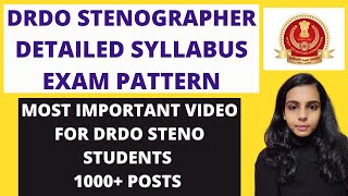 DRDO STENO 2022 DETAILED SYLLABUS  DRDO STENO 2022 EXAM PATTERN  DRDO STENO 2022 FULL DETAILS [upl. by Shoshanna]