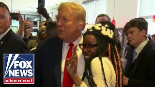 Supporter hugs Trump at ChickfilA Dont care what the media says [upl. by Sharl671]