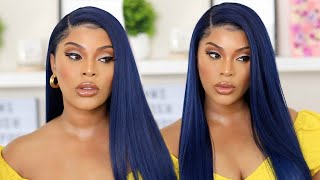 MIDNIGHT BLUE HAIR TUTORIAL WIG APPLICATION [upl. by Peale]