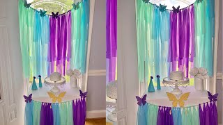 3 Dollar Fringe Backdrop tablecloth backdrop lDIY Streamer Backdropcheap [upl. by Weide809]