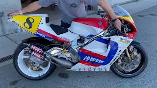 1992 Harris Yamaha YZR500 MotoGP Vintage Grand Prix 2 Stroke V4 Warm Up Laguna Seca July 23 1 [upl. by Henrique]