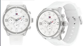 Tommy Hilfiger Multifunction Silicone White Color Strap Watch for Men [upl. by Arobed]