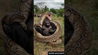 Unbelievable Fight Between Gorilla and Python Caught on Camera shorts [upl. by Klayman819]