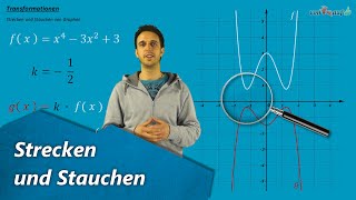 Graph strecken und stauchen  Funktionen  Streckfaktor mit Funktionsgleichung multiplizieren [upl. by Obala606]