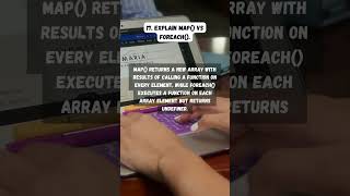 Explain maps vs forEach javascriptinterview reactjsinterviewquestions javascript [upl. by Fillbert652]