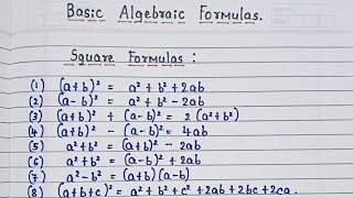 Algebraic Formulas  8 Important Algebra Formulas algebra algebraformula [upl. by Atima350]