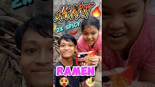 2x SPICY RAMEN NOODLES CHALLENGE 🍜 [upl. by Cherie462]