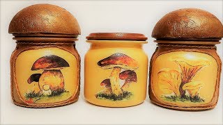 6 DIY decor  Recycled glass jars Decor mushrooms [upl. by Hardie]