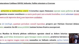 De coniuratione Catilinae XXVIII Sallustio Fallito attentato a Cicerone [upl. by Nnoryt]