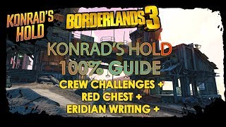 Borderlands 3  Konrads Hold 100 Crew Challenges  Red Chest  Eridian Writing Guide [upl. by Aerdnaxela]