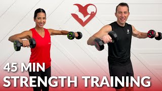 Strength Training at Home Full Body Dumbbell Workout  45 Min Total Body Workouts with Weights [upl. by Negaet]