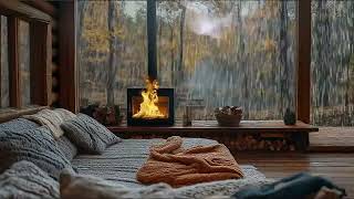 Cozy Rain sounds for Sleeping No Ads amp Soothing Sounds of Fireplace for Sleeping Fall Asleep Fast [upl. by Sinned]