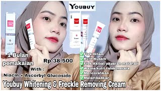 Review 1 Bulan Pemakaian YOUBUY Whitening amp Freckle Removing Cream  Bagus Banget [upl. by Oicirtap]