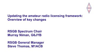 Updating the amateur radio licensing framework RSGB overview of key changes [upl. by Lapham913]