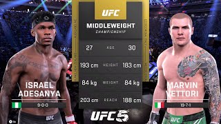 Israel Adesanya vs Marvin Vettori Full Fight  UFC 5 Fight Of The Night [upl. by Nhguaved]