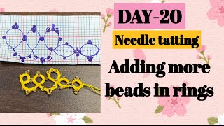 Day20 Adding more beads in rings and chains❤️basic needle tatting class for beginners [upl. by Nathan]